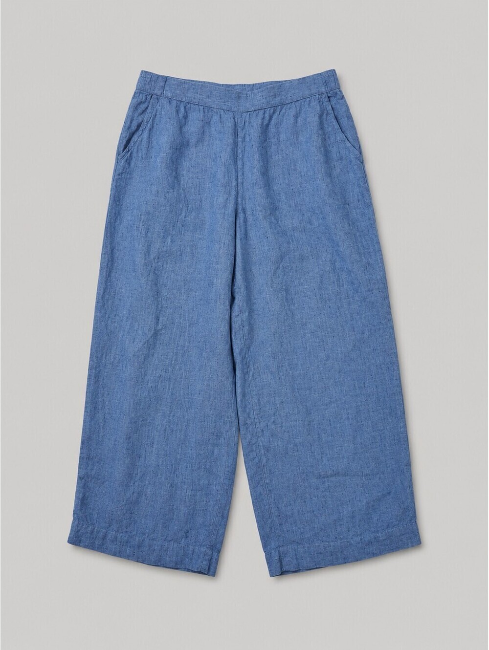 Charter Club Luxury 100% Linen Blue Wide Leg Crop Pants Women's Large Pull On